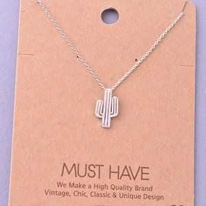 Dainty Cactus Pendant Necklace
